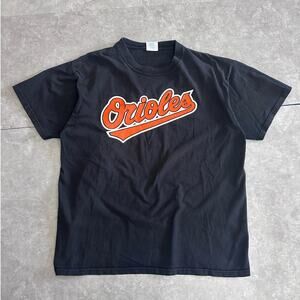 90s Vintage Baltimore Orioles Majestic Black Script T Shirt Size XL